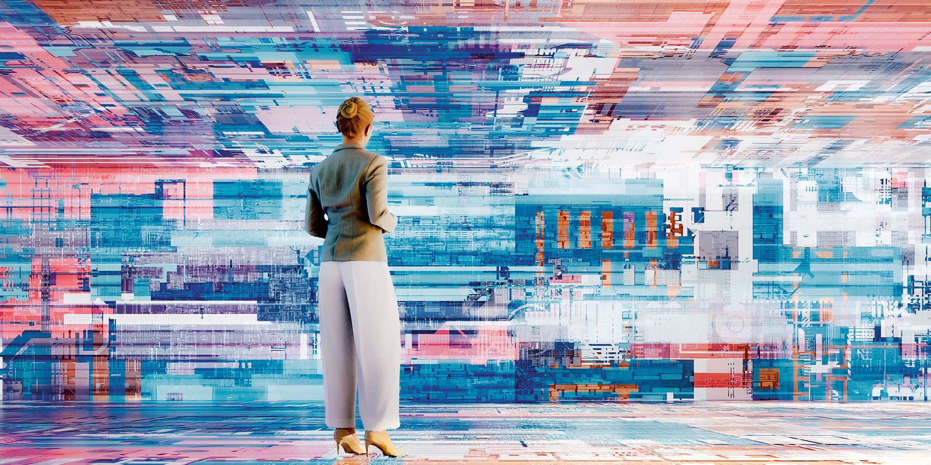 illustration of woman and computer screens