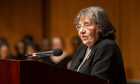 Diane Nash during Northwestern’s commemoration of the late civil rights leader Martin Luther King Jr.