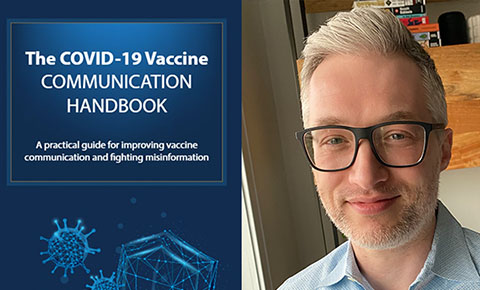 COVID-19 Vaccine Communication Handbook cover and David Rapp